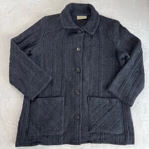 Weave of the Irish Wool Charcoal Gray women’s button Down Sweater size Small
